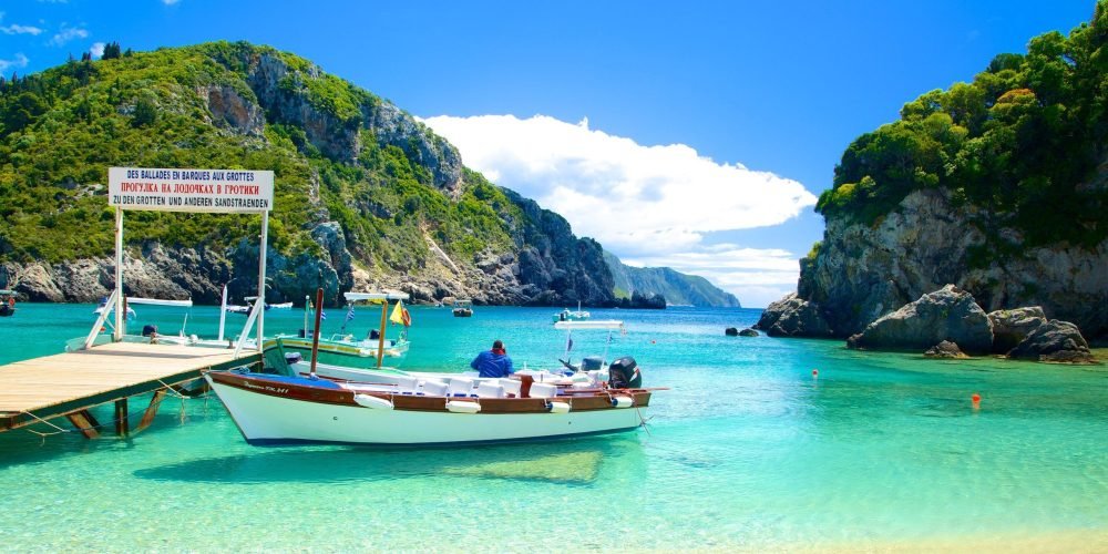 Beautiful view of a beach in Corfu, Greece